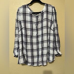 LOFT Plaid Long Sleeve Top size 24